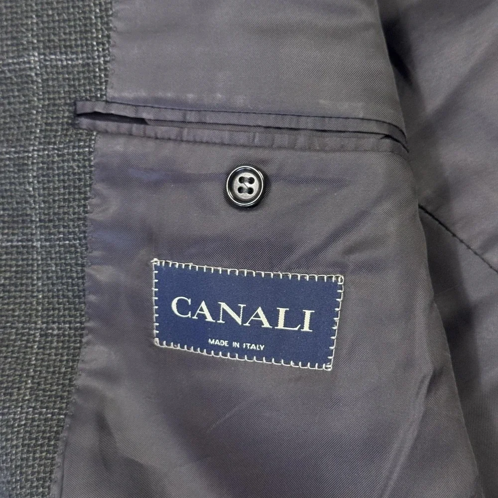 Canali Suit Jacket Mens 54‎ Gray Check Wool Cashmere Tweed Sport Coat Made Italy